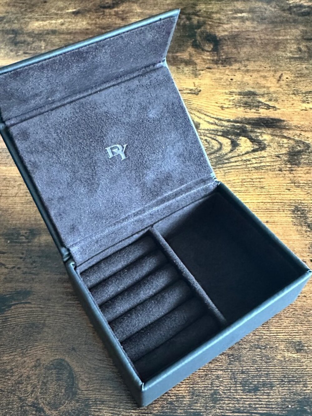 David Yurman Black Leather Small Jewelry Box Storage Organizer - RARE